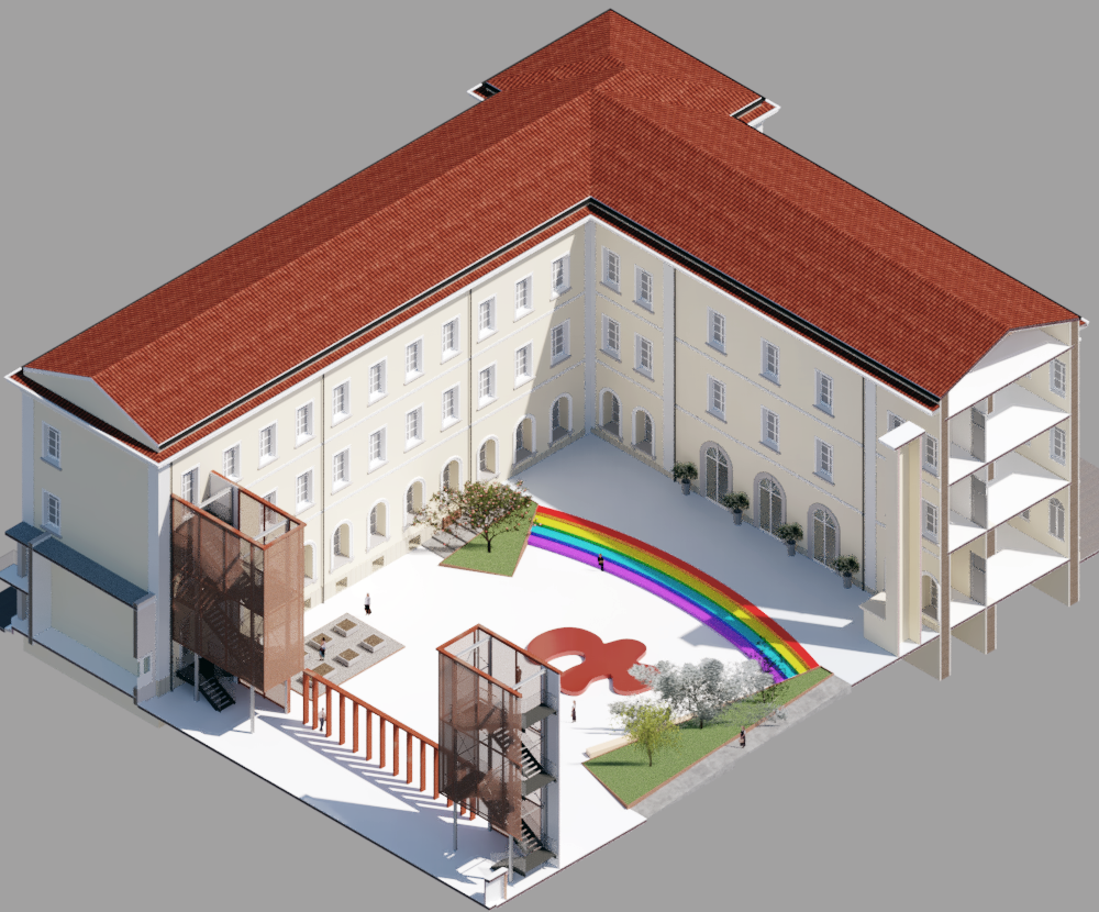 Modello BIM del progetto definitivo del Palazzotto ex Casino Spinola con corte giardino