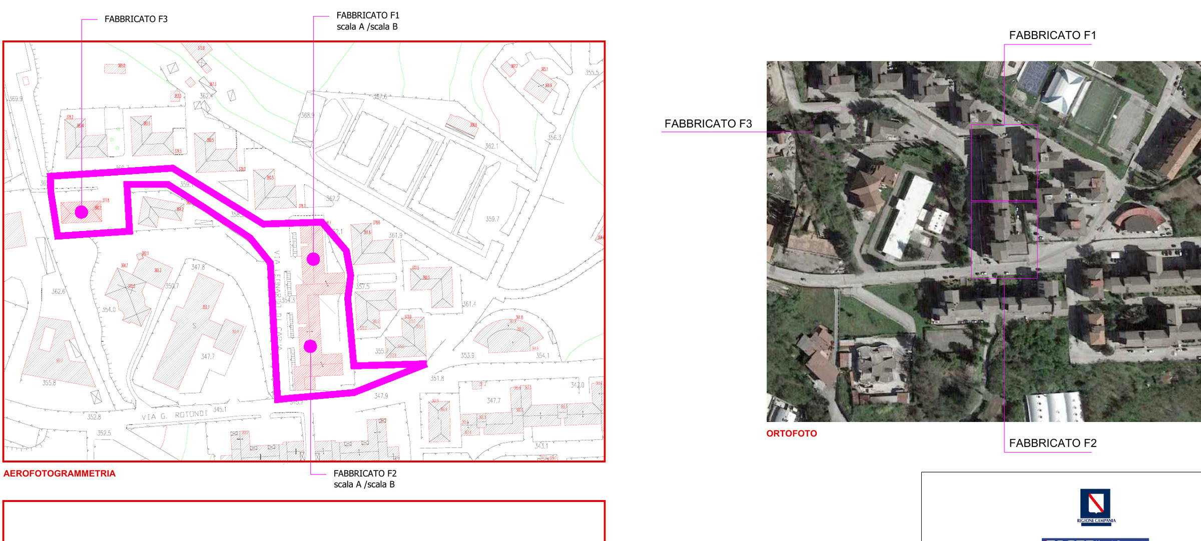 Aerofotogrammetria e ortofoto dei tre fabbricati ERP del Rione Parco ad Avellino